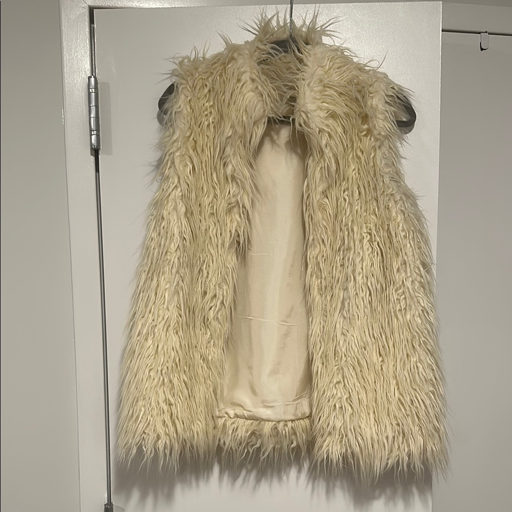 Joie Cream Faux Fur Vest